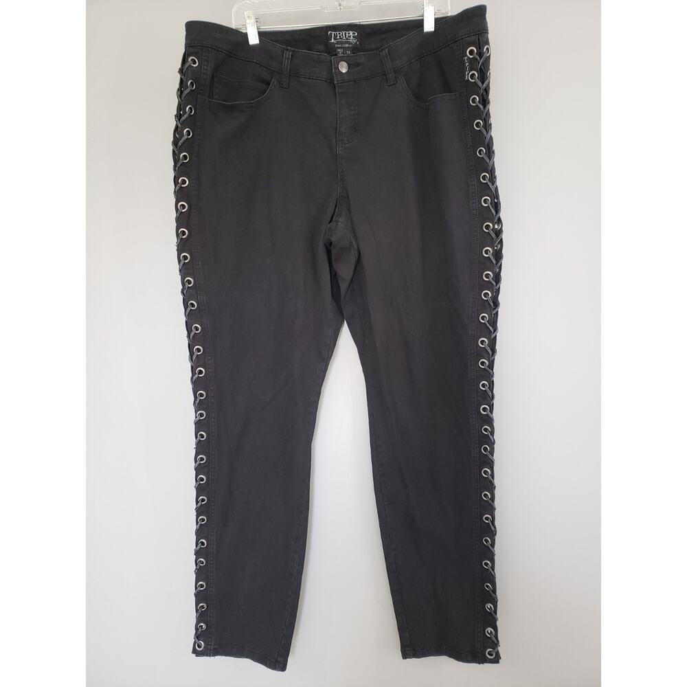 Tripp NYC Denim Black Jean Laced Up Sides Skinny Fit Women’s 20